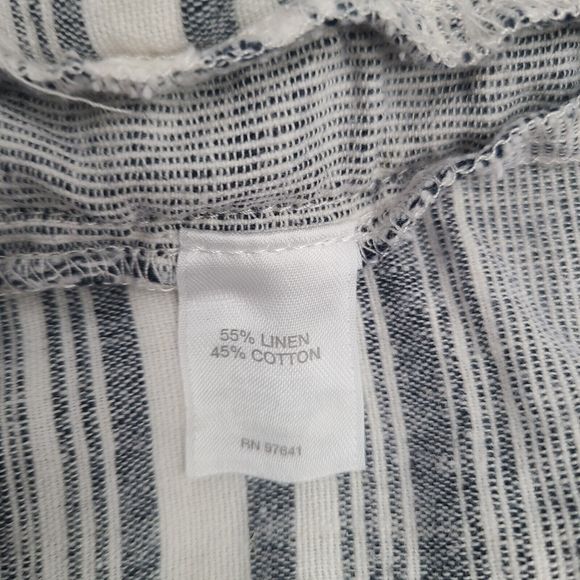 J Jill Shorts Womens XLarge Off White Grey Striped Linen Blend High Rise Pull On - Picture 9 of 10